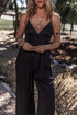Black Wide Leg High Waist Sexy V Neck Cami Jumpsuit
